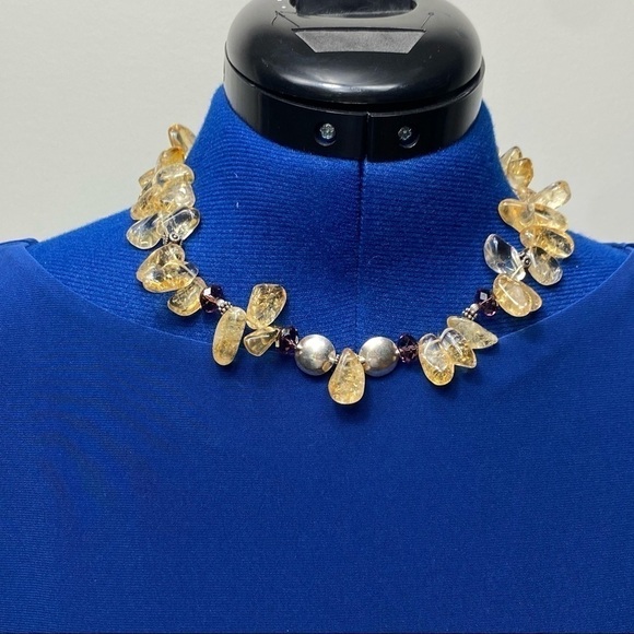 Citrine Tumbled Nugget Collar Necklace Artisan - Picture 2 of 15